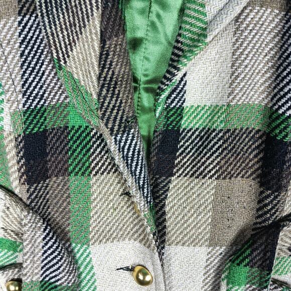 Me Jane Peacoat Jacket Womens Medium Belted Double Breasted Wool Blend Plaid - Picture 12 of 12